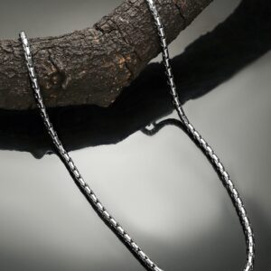 Silver-Plated Box Chain Necklace for Men – Sturdy & Bold Statement Piece - Silver