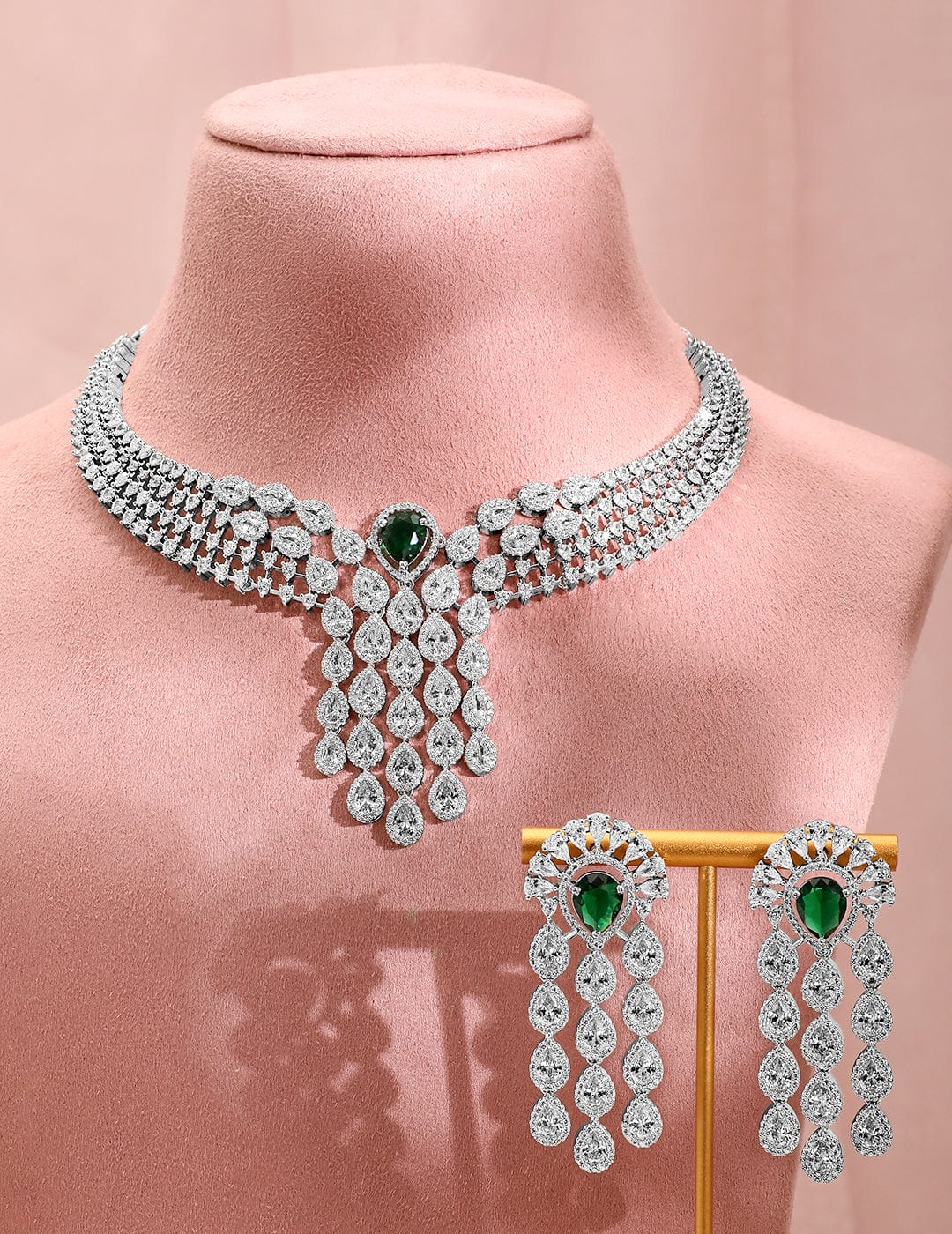 rubans-silver-plated-emeraldgreen-white-cubiczirconia-multilayer-luxurious-jewellery-set-necklace-set-1143858376.jpg