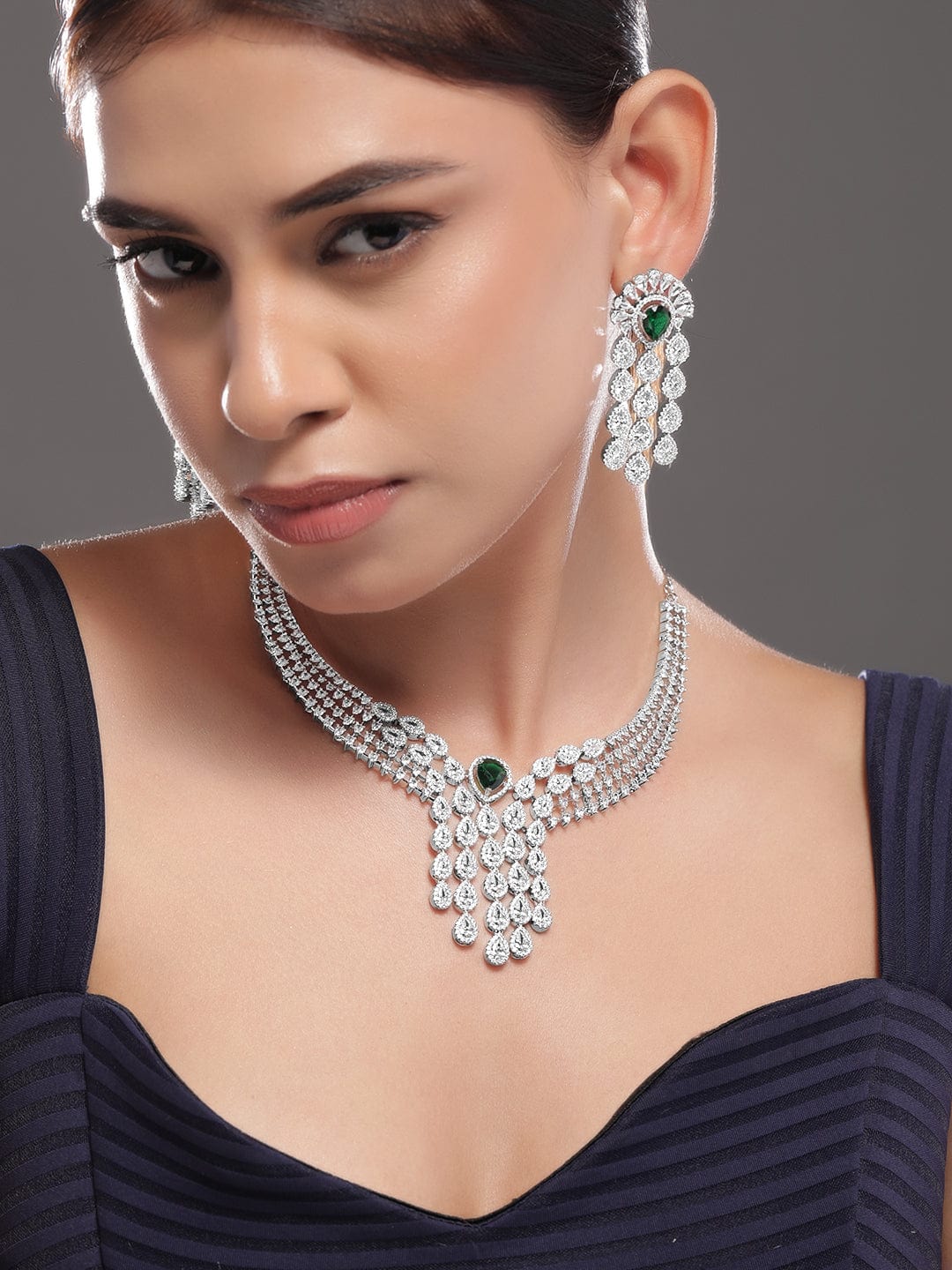 rubans-silver-plated-emeraldgreen-white-cubiczirconia-multilayer-luxurious-jewellery-set-necklace-set-1143858377.jpg