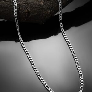 Silver-Plated Figaro Chunky Necklace for Men – Bold & Stylish Statement Piece - Silver