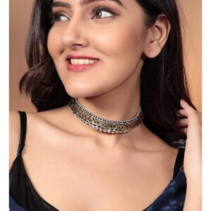 Silver Plated Handcrafted Dual Toned Filigree Choker - Gold & Silver