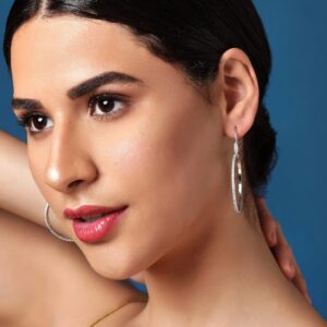 Silver-Plated Oval Drop Earrings - Silver