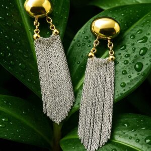 18k Gold Plated Stainless Steel Demi-Fine Tasseled Long Drop Earrings
