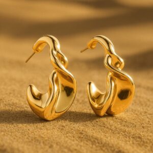 18K Gold-Plated Circular Half Hoop Earrings - Gold