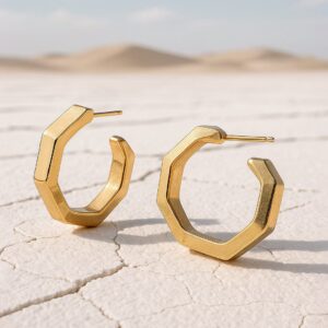 FASHION ACCESSORIES Gold-Plated Geometric Half Hoop Earrings - Gold
