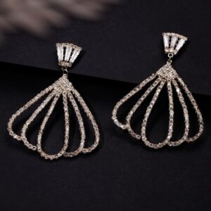 Gold-Toned Handcrafted Cz Classic Drop Earrings - Gold