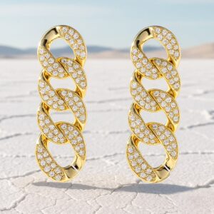 Gold Plated Handcrafted Rhinestone Interlink Drop Earrings - Gold