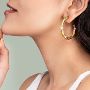 Multi Coloured Hoop Earrings - Multi color